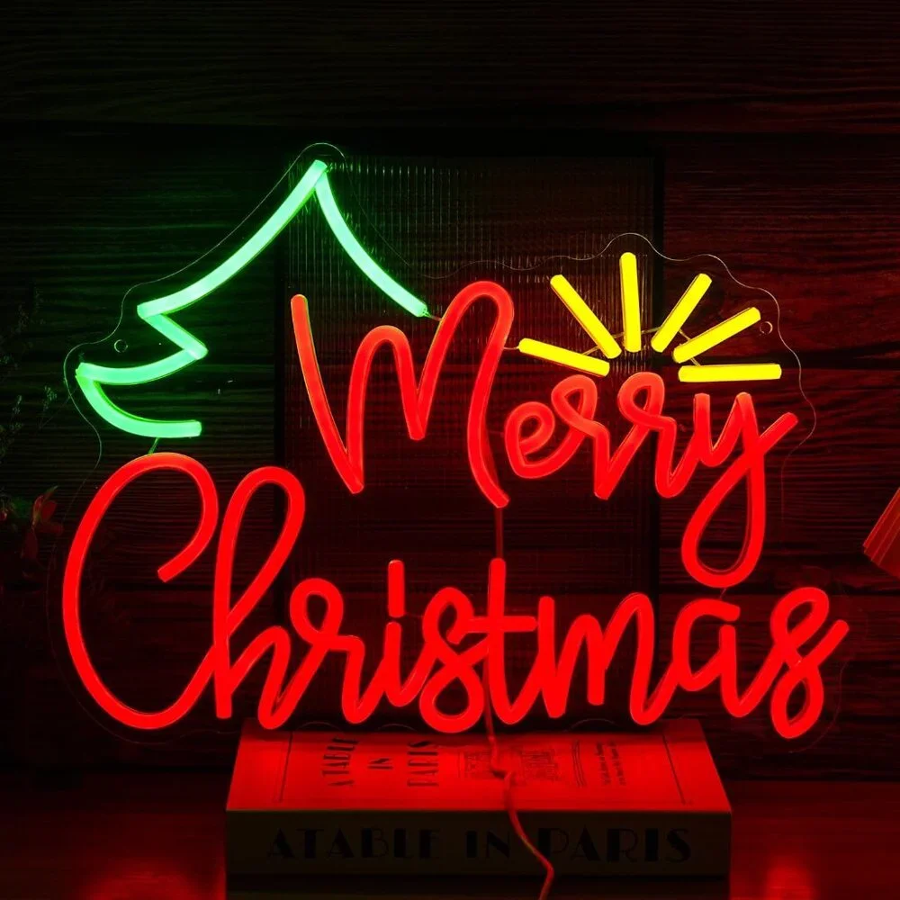 Merry Christmas Neon Sign Led Candy Dimmable Light Up Sign for Party Kids Gift